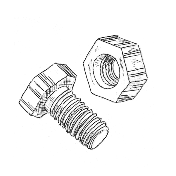 Болт долота н0609470 (901225) (к-т 25 шт. Болт/гайка)