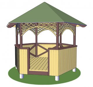 Беседка Парковая восьмигранная (художественное литье) 2865 *1800 мм