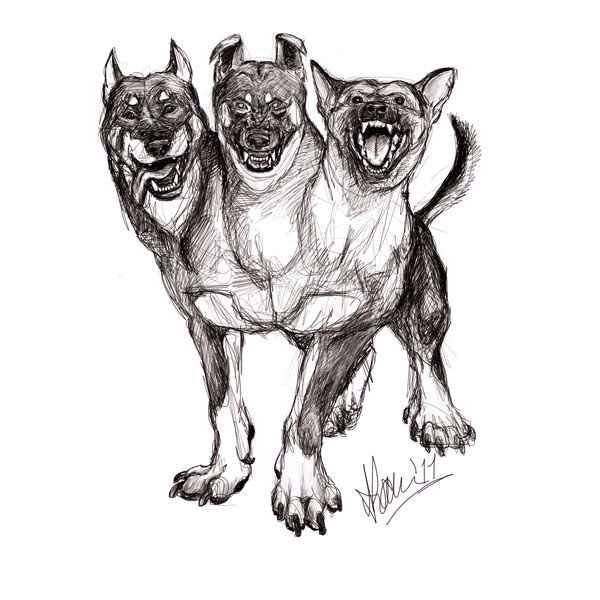 Тату трехголовый Цербер