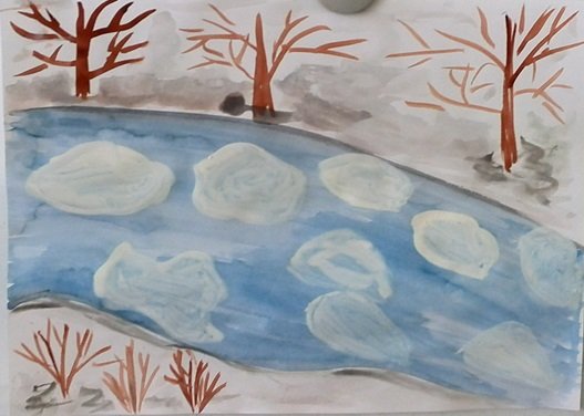 Рисование ледоход Колдина