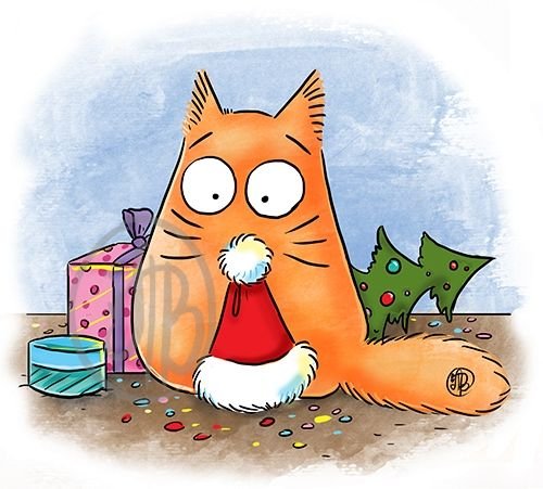 Новогодние коты мультяшные