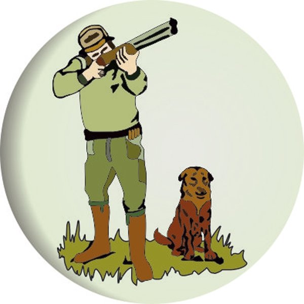 Трафарет охотника с собакой