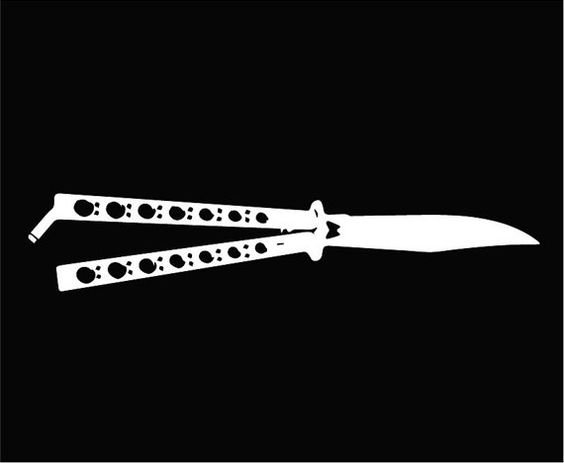 Нож бабочка черно белый