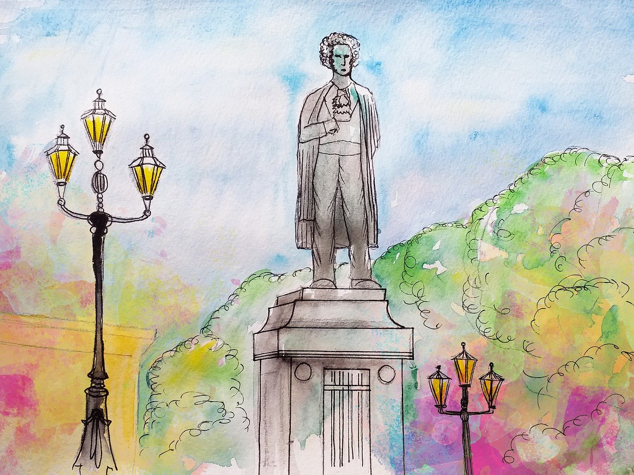 Памятник Александру Пушкину в Москве рисунок