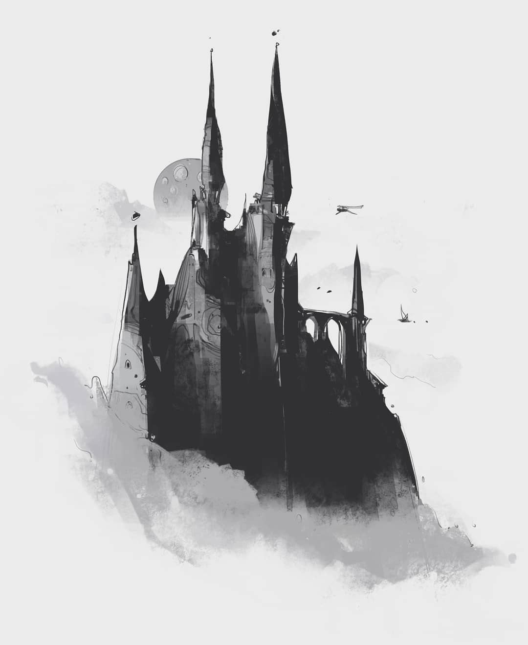 Мрачный замок эскиз
