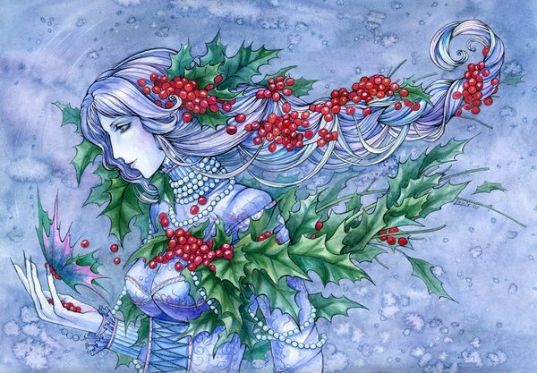 Девушка зима рисунок