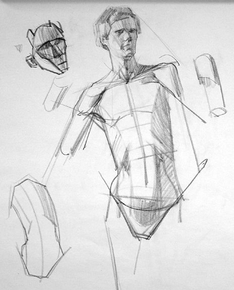 Конструктивный рисунок человека из