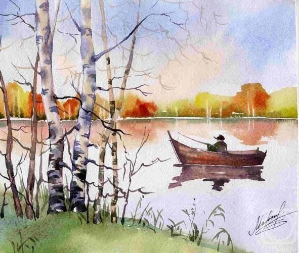 Осенний пейзаж акварелью для начинающих