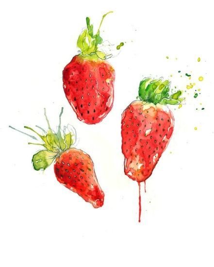 Клубника рисунок цветными карандашами