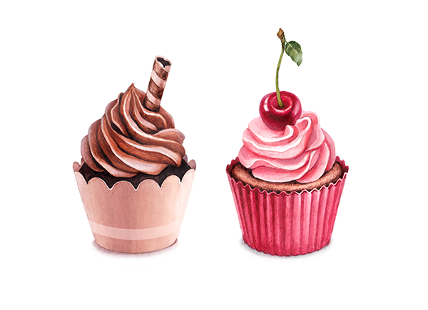 Капкейки нарисованные