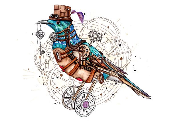 Картины стимпанк акварелью