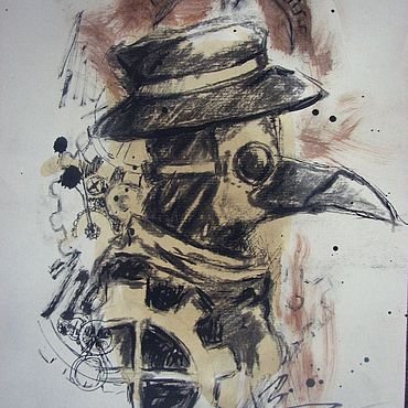 Чумной доктор акварель