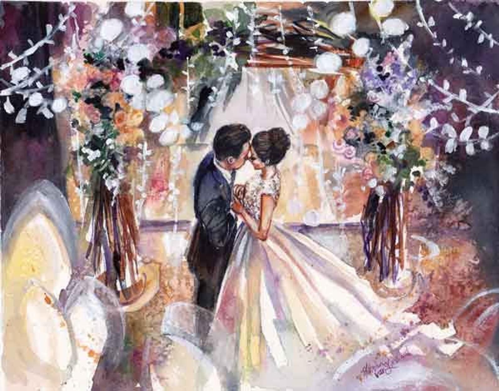 Свадьба акварельный рисунок