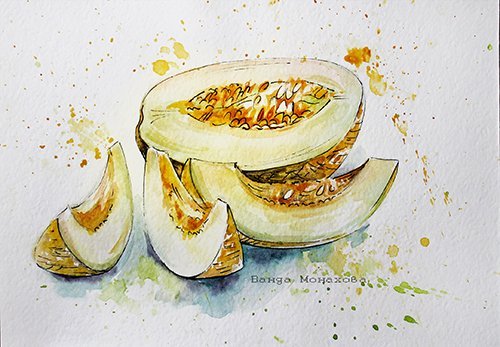 Дыня акварелью