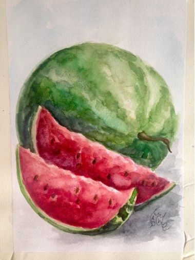 Арбуз рисование акварелью в старшей группе