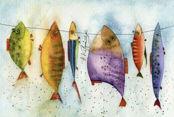 Рыба на веревочке рисунок