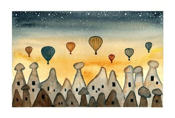 Рисованные открытки Каппадокии