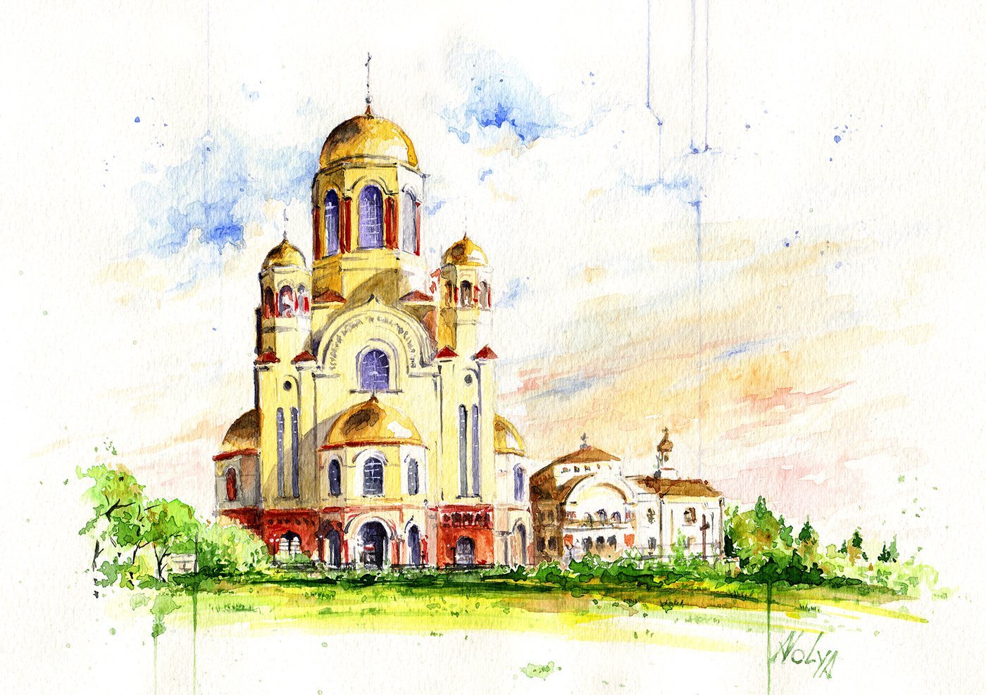 Храм на крови Екатеринбург рисунок