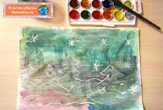 Рисование воском и красками