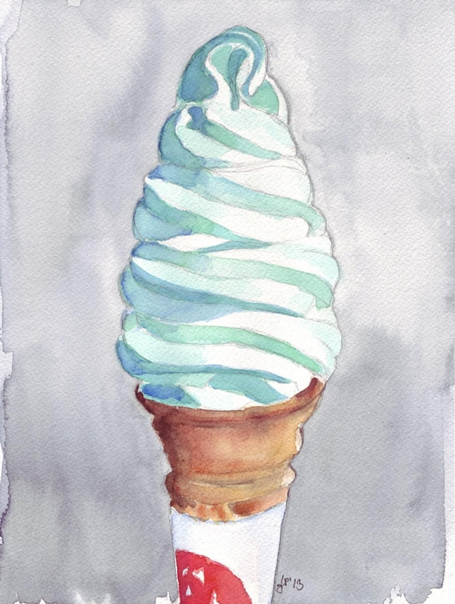 Рисование акварель мороженое