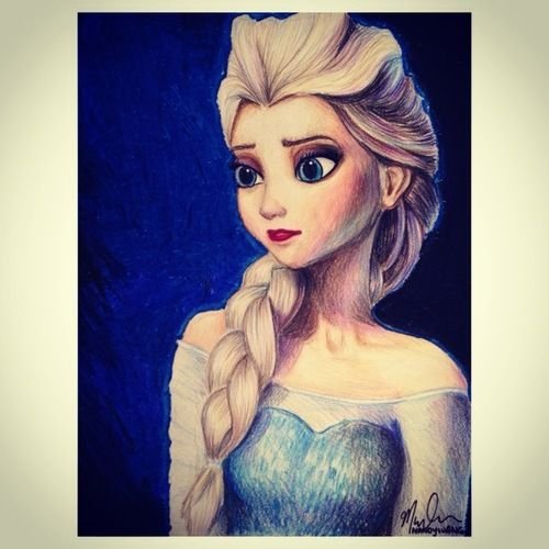 Эльза цветными карандашами