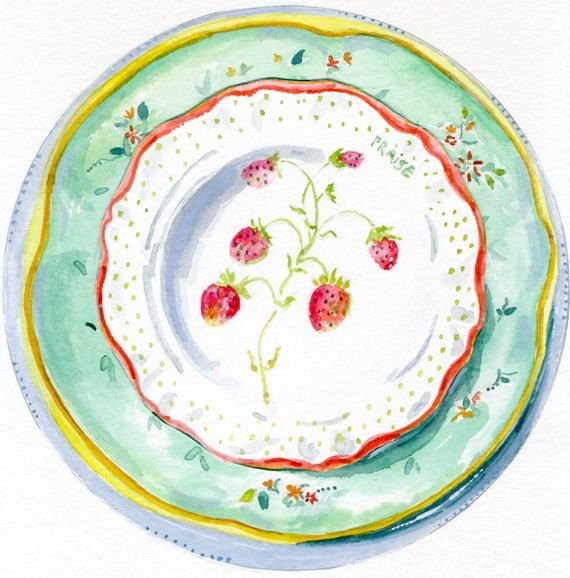 Блюдце акварелью