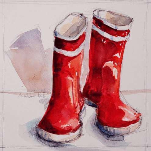 Сапоги акварель