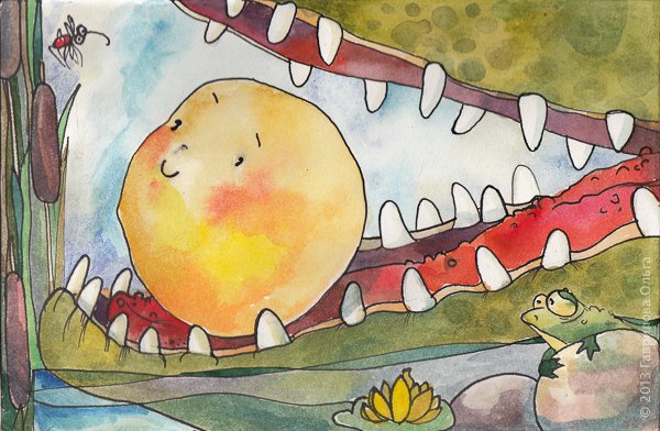 Рисование колобка акварелью