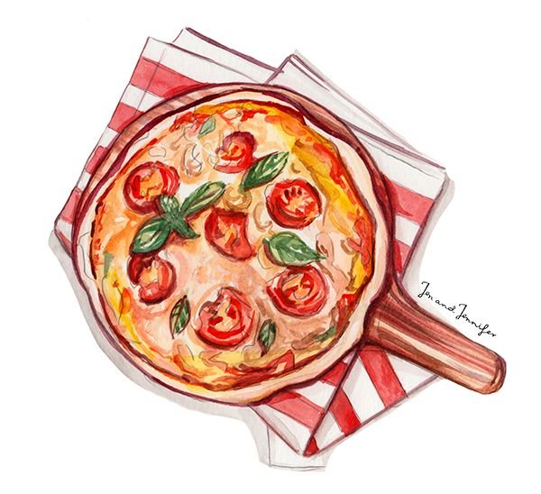 Пицца акварель