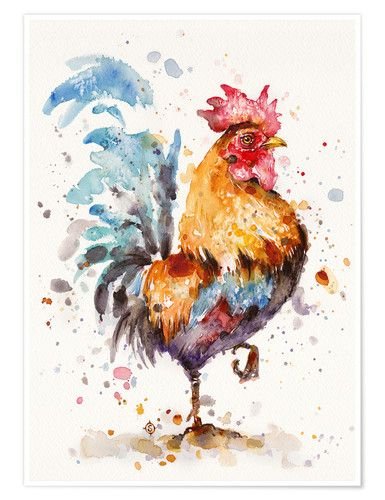 Курица акварелью