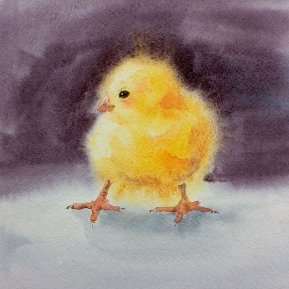Цыплятки акварель
