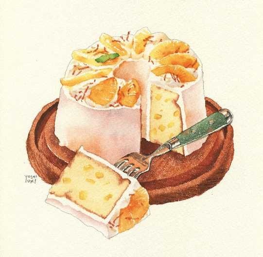 Яблочный пирог акварель