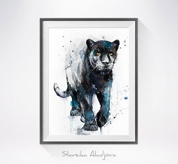 Тату пантера акварель