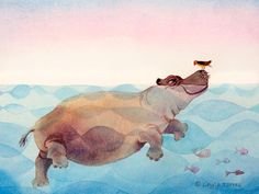 Животные акварелью