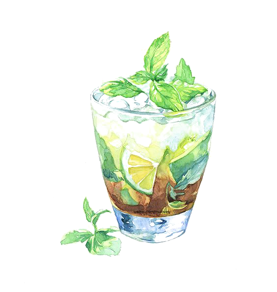 Мохито акварель рисунок