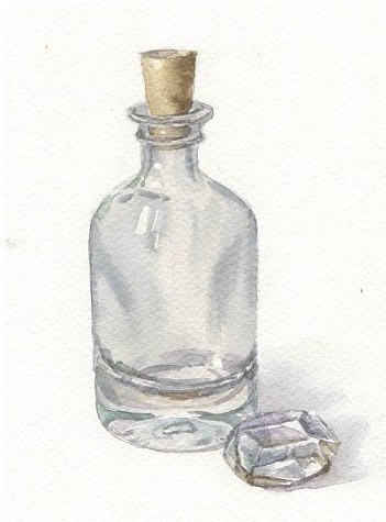 Стеклянный флакон акварелью