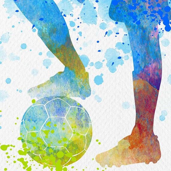 Футбол рисунок акварель