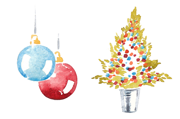 Новогодний шар акварель