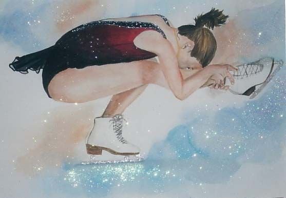 Фигуристка акварель