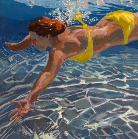 Пловец живопись