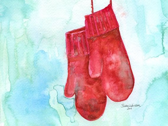 Варежки акварель