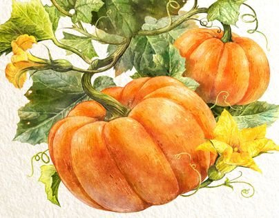 Тыква Ботаническая иллюстрация