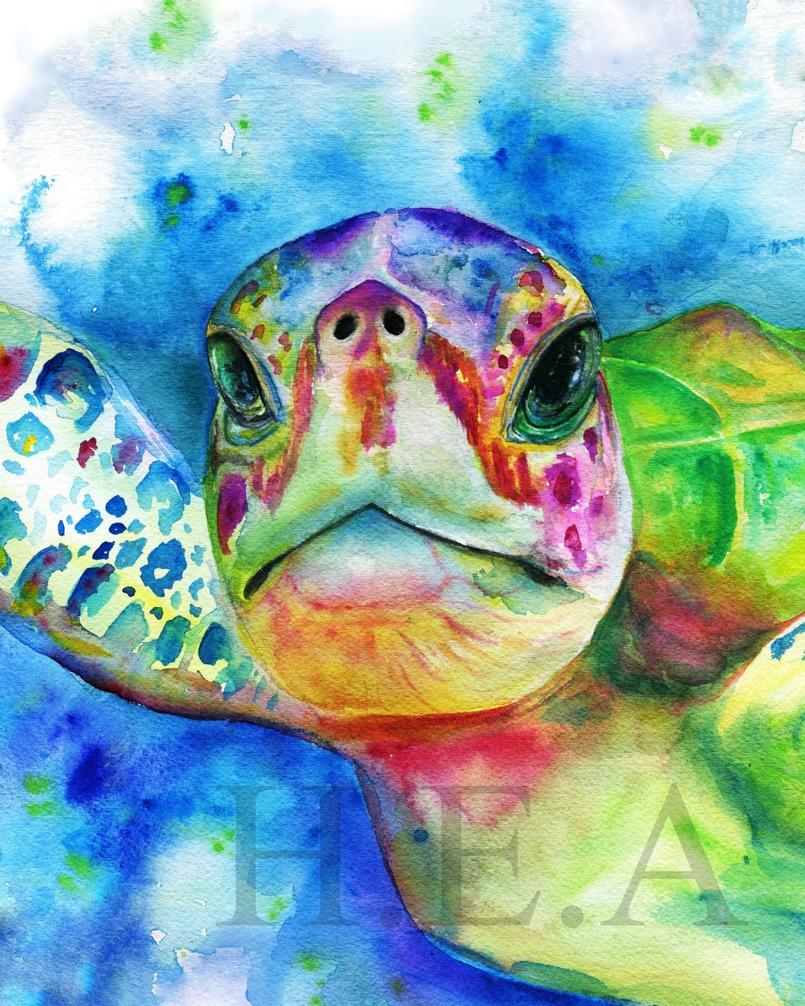 Морская черепаха акварель
