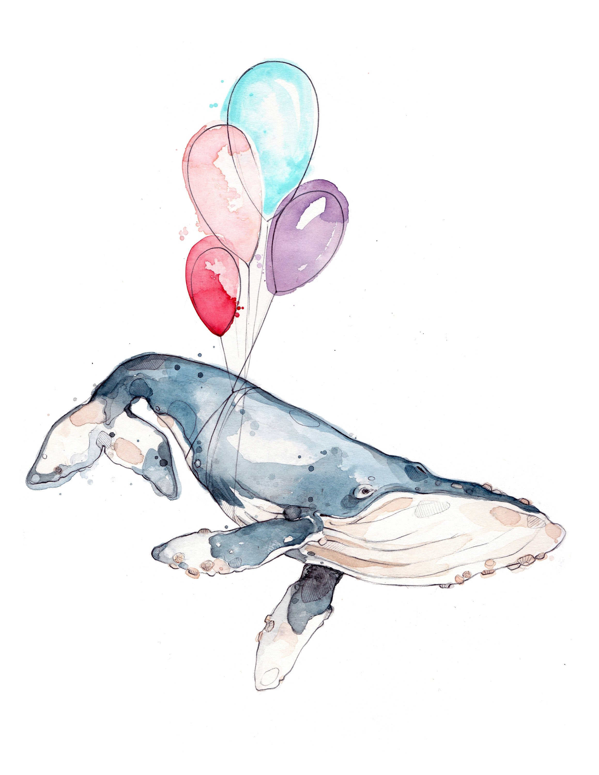 Акварельные Наброски кит