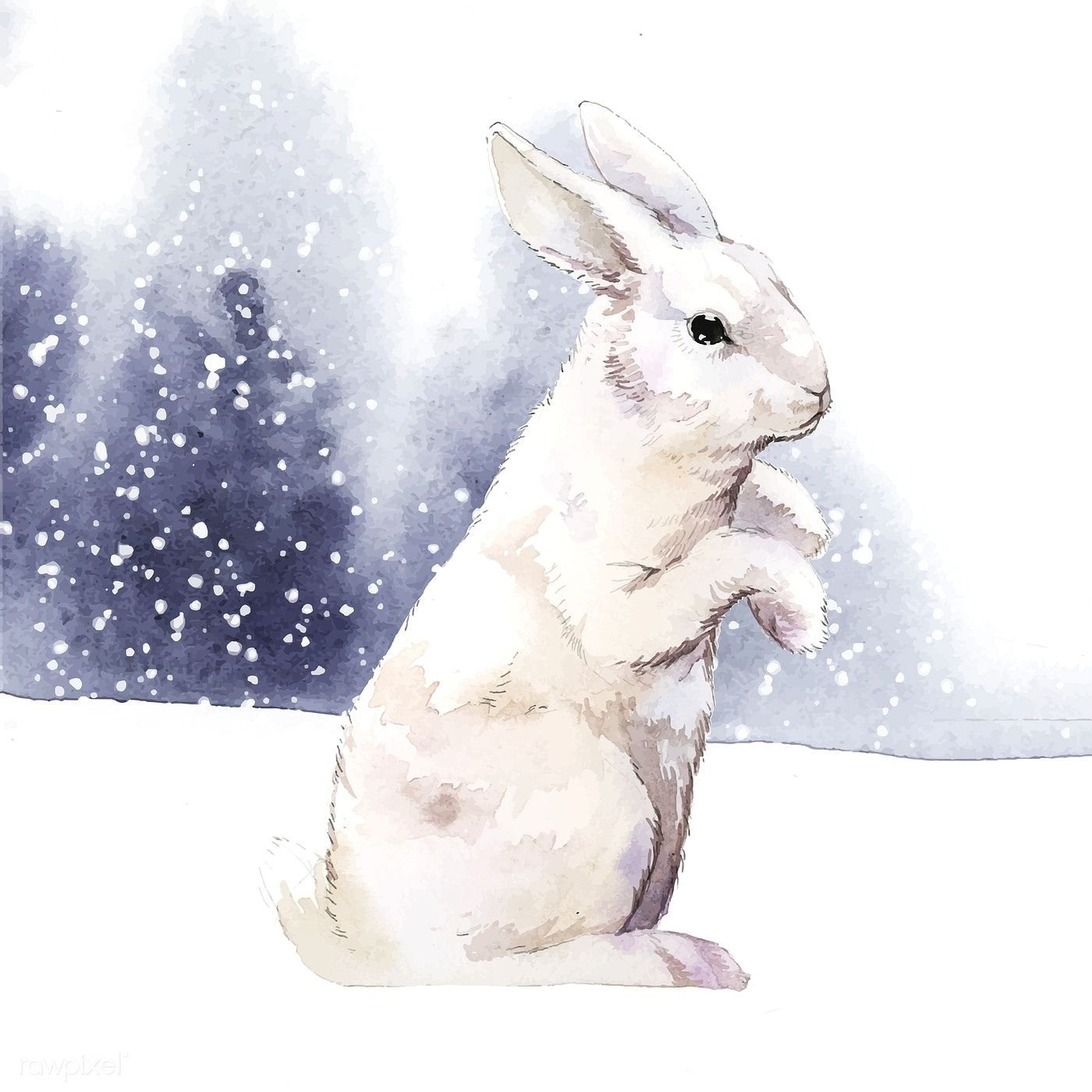 Новогодний кролик акварель