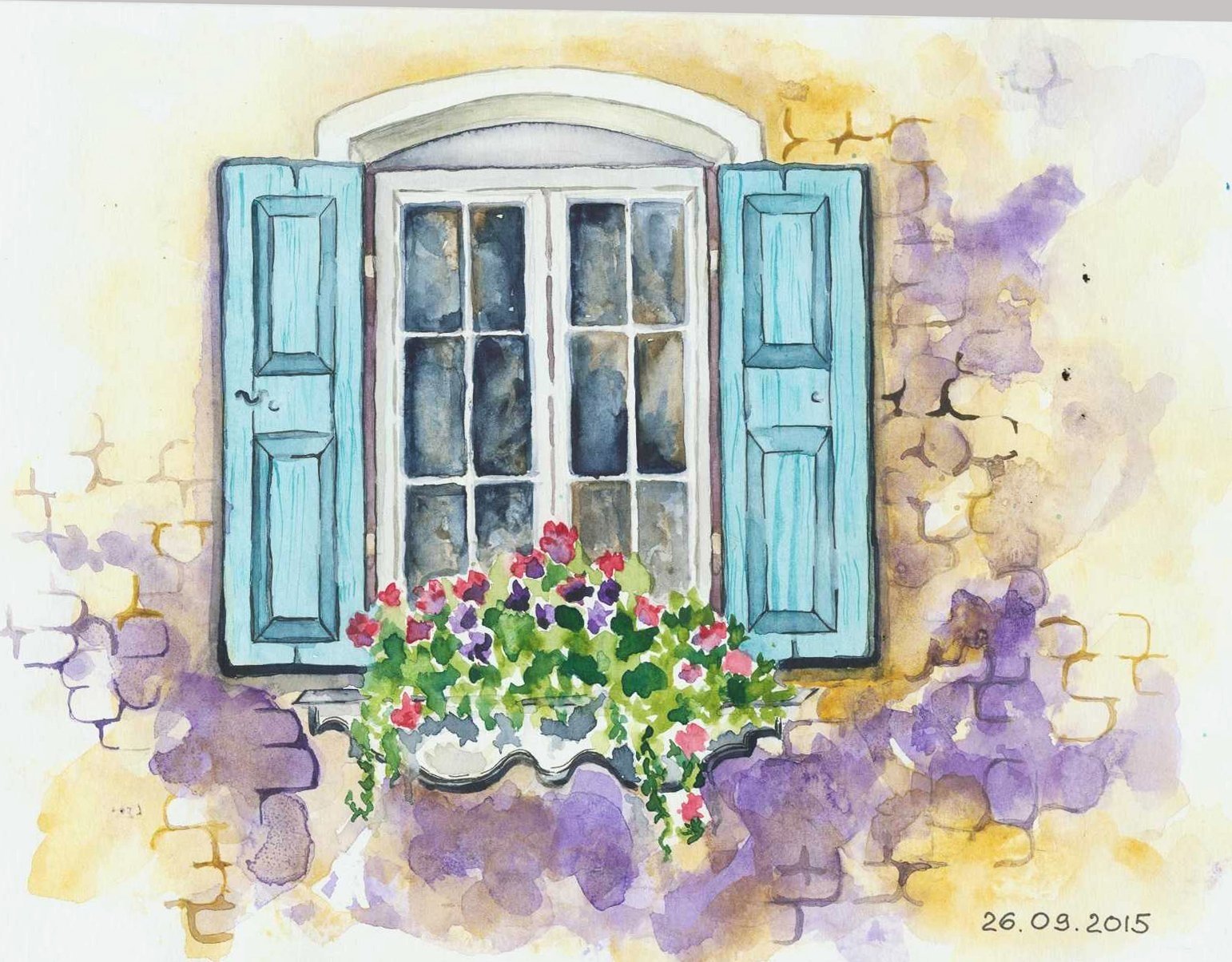 Зарисовка окна в цвете