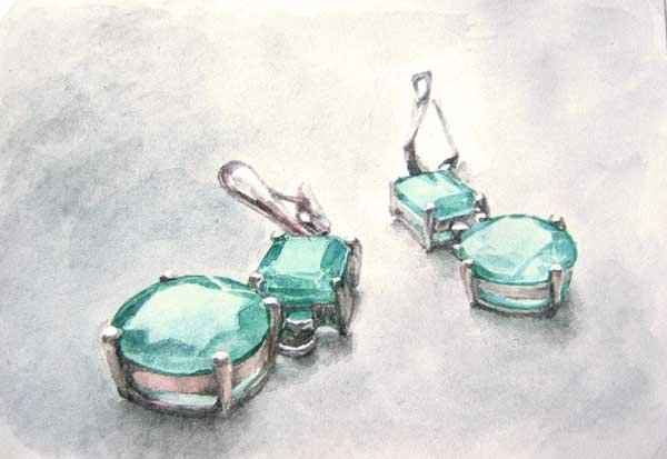Ювелирные украшения акварелью