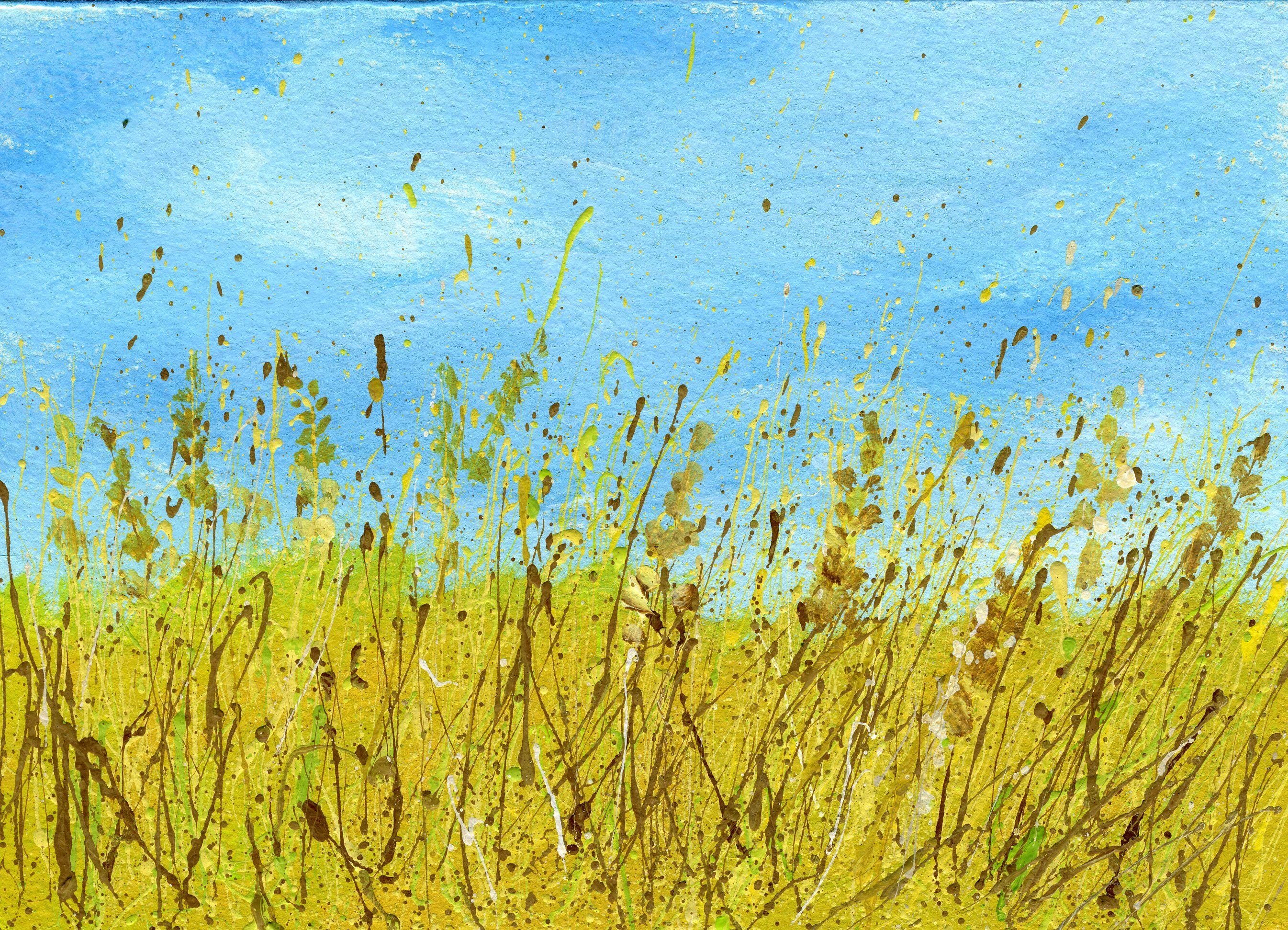 Пшеничное поле акварелью