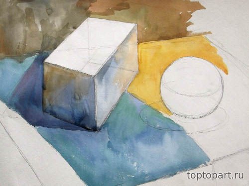 Геометрические фигуры акварелью