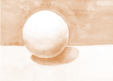 Гипсовый шар акварелью гризайль